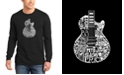 LA Pop Art Men's Rock Guitar Head Word Art Long Sleeve T-shirt